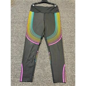 Dyce Active Compression Leggings Women Medium Multi Rainbow Striped Stretch Yoga